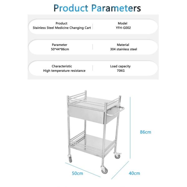 Easy Cleaning Stainless Steel Instrument Trolley With Nursing Cart And Clinical Equipment