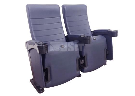 Ergonomics Full PU Folding Commercial Theater Seating 90 Degree Angle Arm Steel Structure