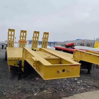 Heavy Duty 8 Axle Lowboy Lowbed Trailer Transport Heavy Machines Steel Semi Trailer with Hydraulic Ladder