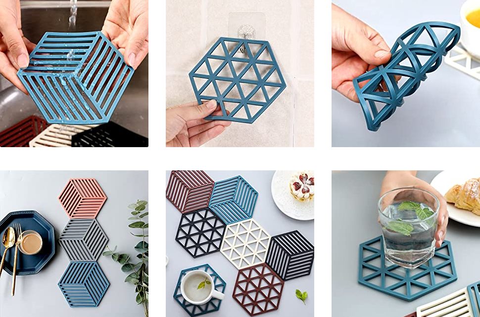 Инструмент кухни жары шестиугольника циновок Trivet силикона и горячих пусковых площадок многофункциональный для циновок шара