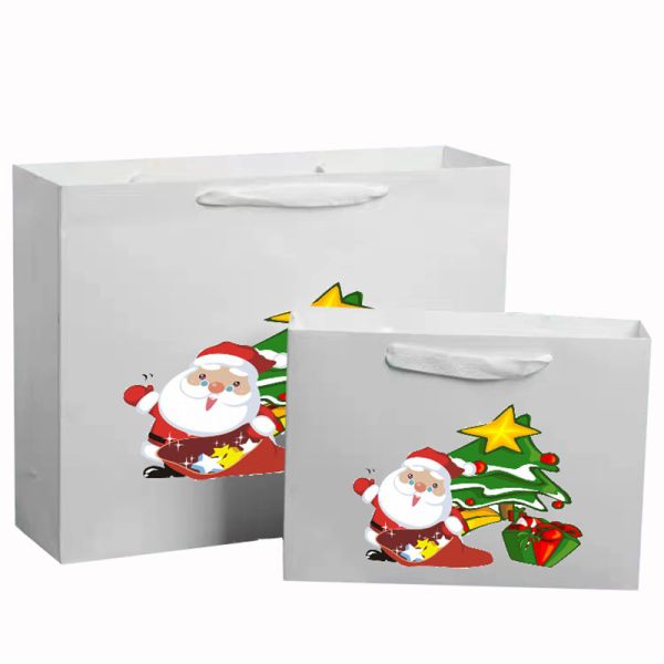 Перерабатываемый Kraft Paper Tote Bag Горячая фольга / УФ / Лак Рождественский подарочный пакет