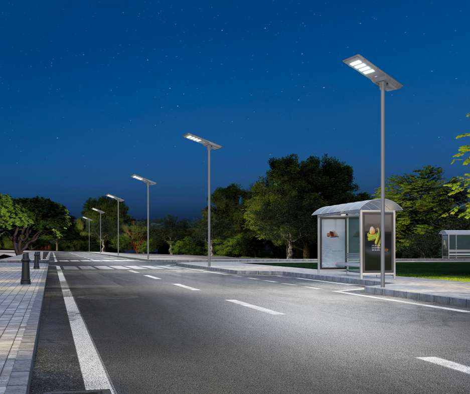 60W 90W 120W Solar LED integrado Street Light Die-cast Alumínio IP66 IK08 Sensor de movimento para lugares públicos e ruas