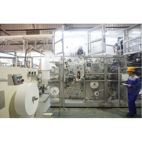 HMI Interface Touch Screen 280mm Sanitary Napkin Automatic Machine