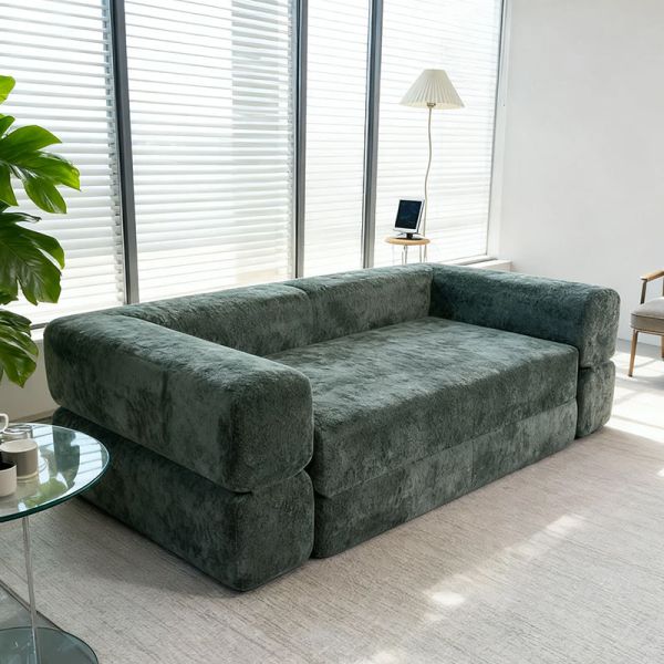 Modern High Density Reclining Leisure Convertible Modular Sofa Bed Eco-Friendly Tufted Back Folding Compressed Design for Living