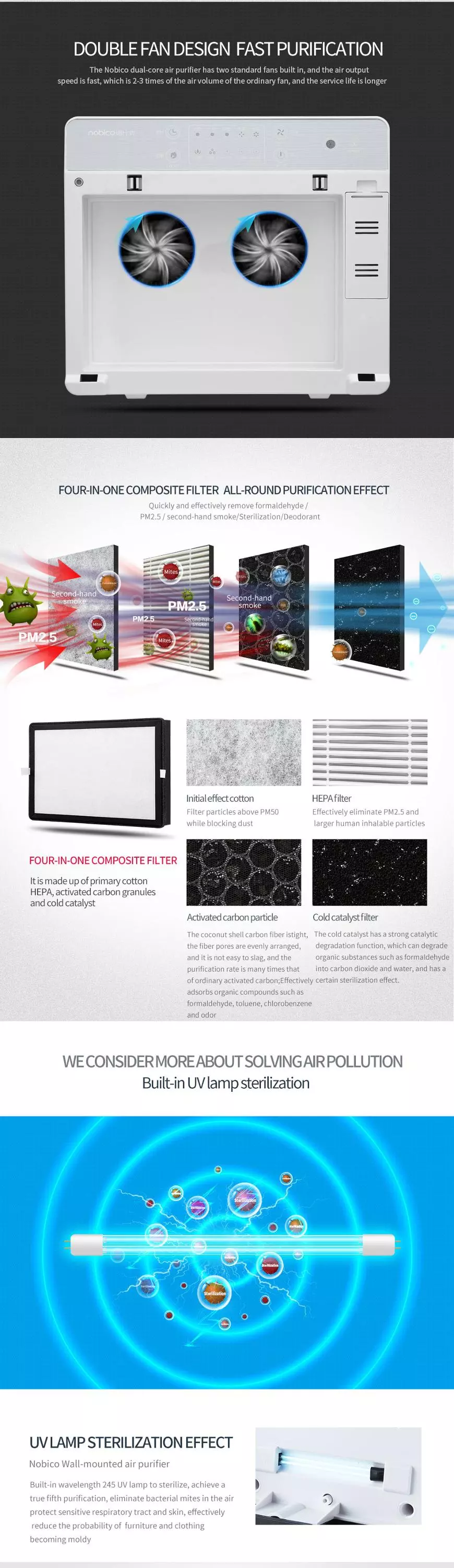 Стерилизация плазмы иона очистителя 400m3/h воздуха OEM установленная стеной серебряная