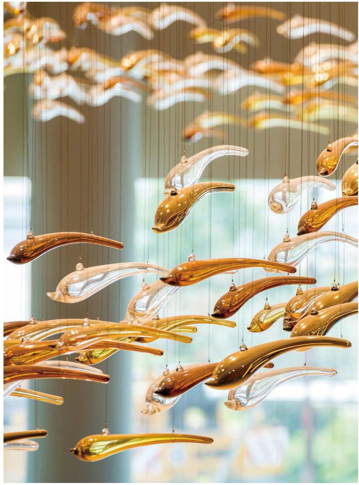 Глазурное искусство с темой океана Стеклянная рыбная люстра