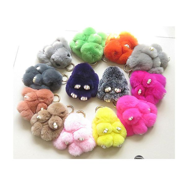 Форма темного серого реального плюша Кейчайн меха кролика милого животная для одежды