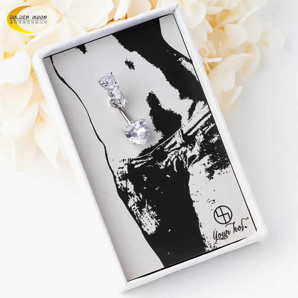 Circon anniversaire 316l piercing en acier inoxydable bijoux bagues boutons du ventre 12 mm