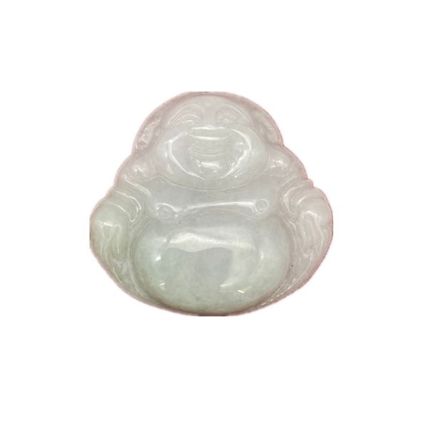 Green Portable Natural Burma Purple Carved Jadeite Jade Laughing Buddha Pendant for Women and Children Natural Color