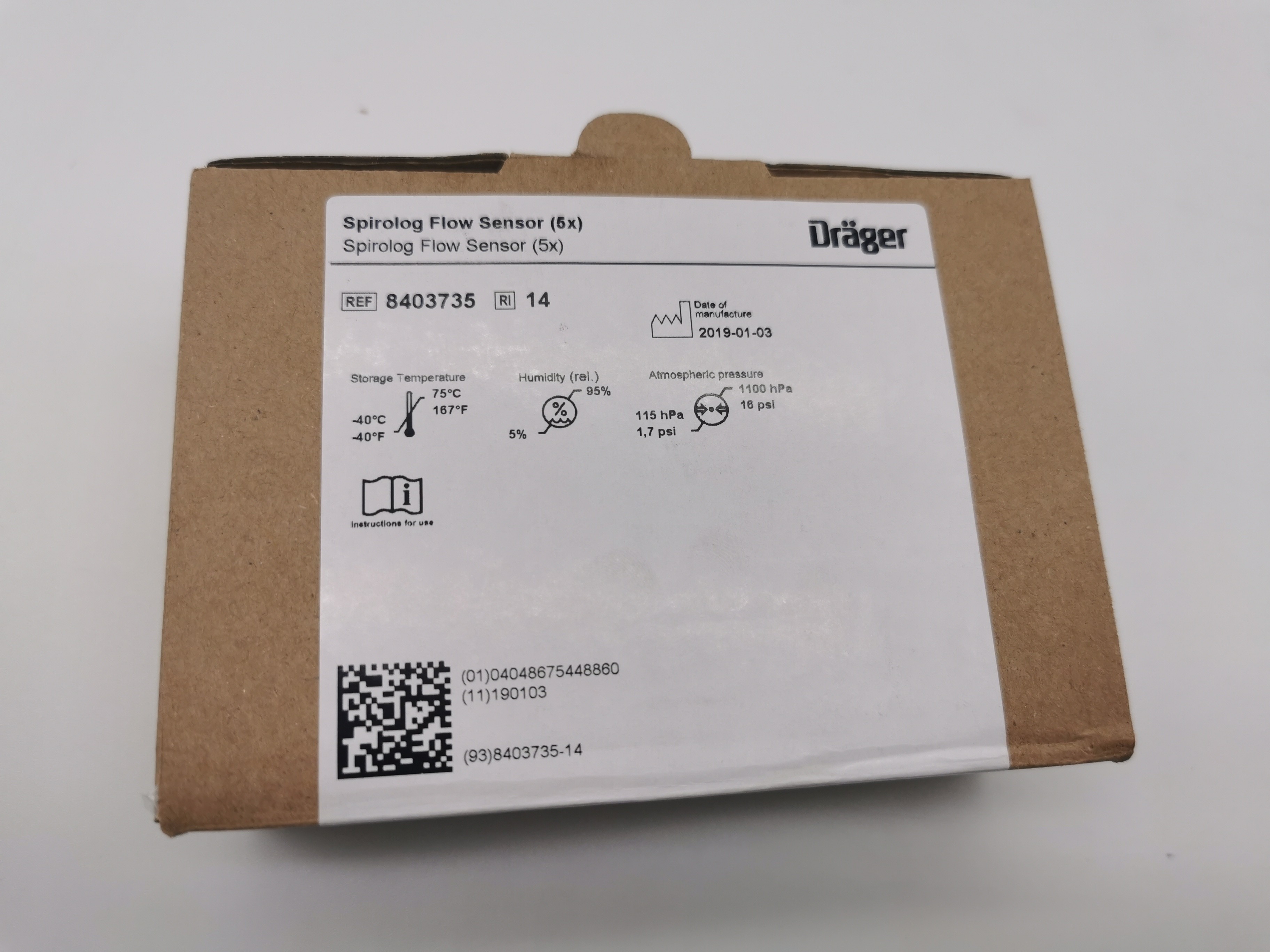 первоначальный disinfectable датчик подачи Drager Spirolog, 5pcs/box 8403735