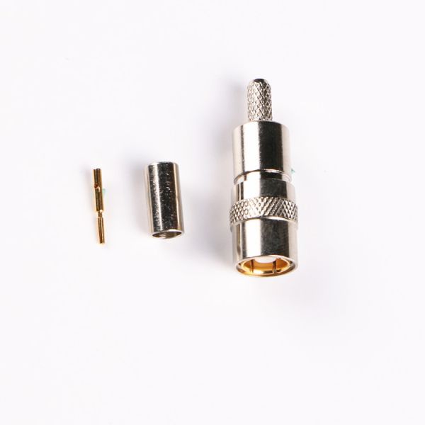Conector coaxial RF de crimpado recto de enchufe macho SMB de 50 ohmios de alta calidad con niquelado