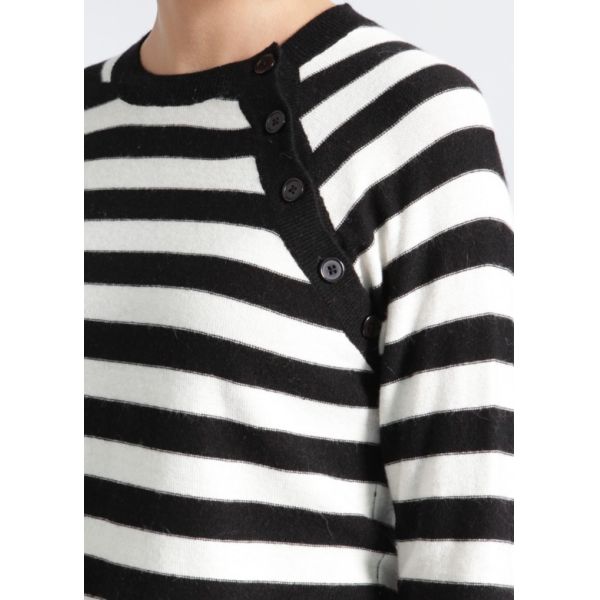 WOMEN'S 4% cashmere/4% angora / 18% cotton/18% lambswool/33% viscose/23% nylon JERSEY STRIPE KNITTED SWEATER