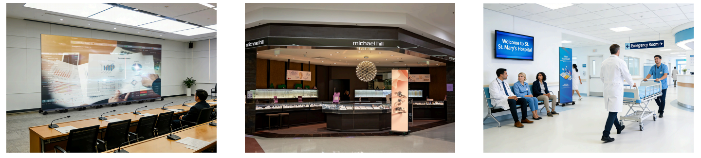P0.9 COB Fine Pitch Foldable LED Poster Display Front Maintenance 600x2025mm
