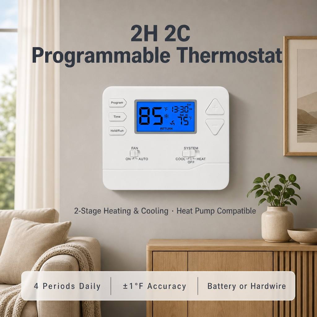 Riseem 2.08 Sq.in. Display Size Programmable Room Air Conditioning Thermostat for Customer Requirements