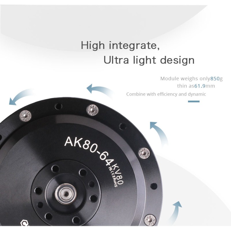 Wholesale T-MOTOR AK80-64 48v Robot Joint Servo Motor Actuator For Industrial Arm RC FPV Airplane Module