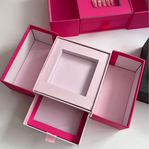 Custom Logo Double Drawer Nail Art Box - Premium Display Case