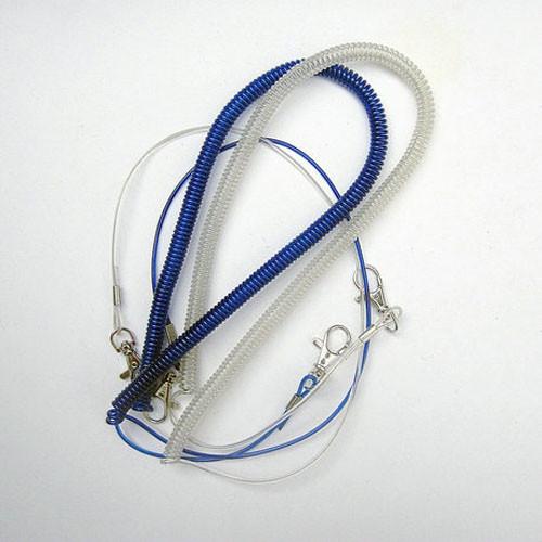 Blue/clear plastic coating stainless steel wire inside expanding strong pulling coil leash