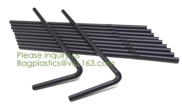 PLA Drinking Straws, CPLA Giant Straws, Individually Wrapped, Plant Based Compostable Flexi straws, cocktail