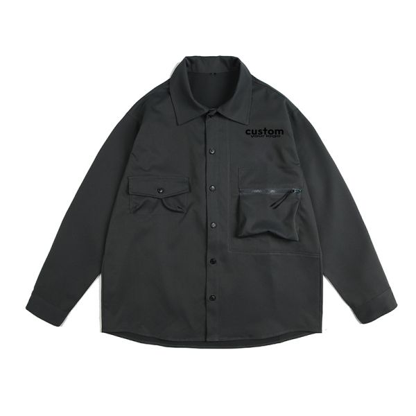 Men'S Pocket Cargo Shirt Custom High Quality Street Wear Printed Casual Comfortable Fabric Oversized Shirts for Men