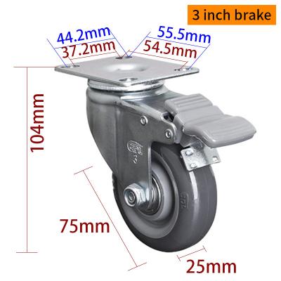 80kg load Light Duty Casters Zinc Coating 3 Inch Swivel Casters 363P-76