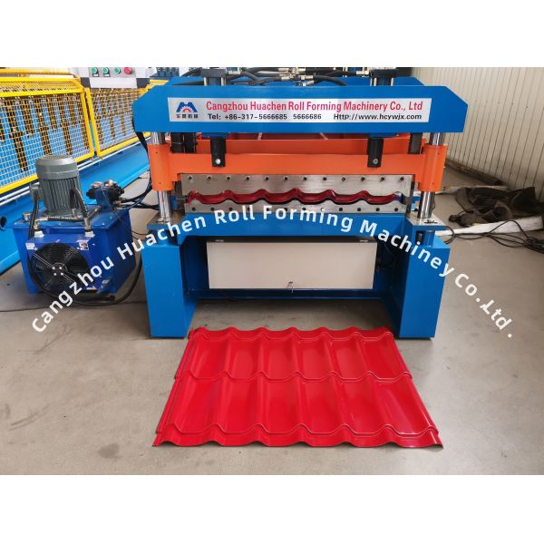 12 Stations Glazed Tile Roll Forming Machine for 0.3-0.6mm Thickness Steel Sheets with Chain Drive
