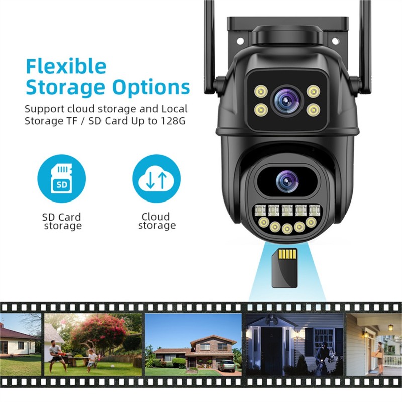 Wholesale 4MP HD Dual Lens CCTV IP Camera PTZ Security Waterproof Outdoor WIFI Two-Way Audio Cloud Storage Human Detect Track