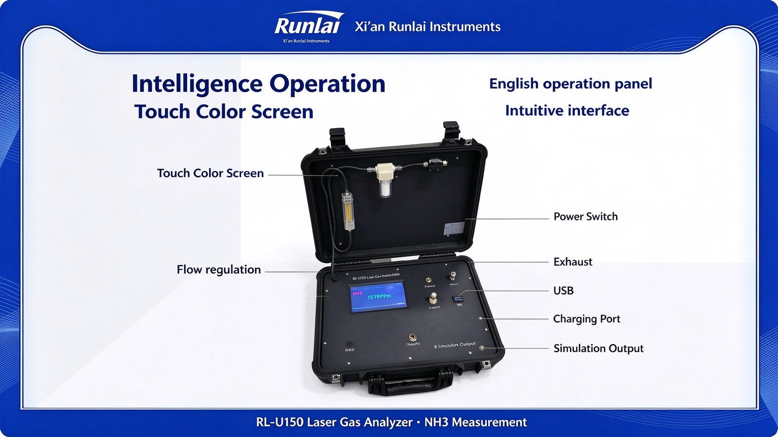 Portable Handheld TDLAS NH3 Gas Analyzer Real Time Detection Customizable Digital Solution