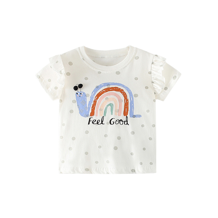 1.1M 43.3IN Girl Children'S Sports Shirts White Half Sleeve Top Navy Blue Oem