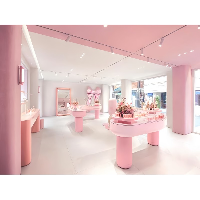 Duty Free Retail Makeup Display Cabinet Cosmetics Skincare Pop Up Exhibition Stand
