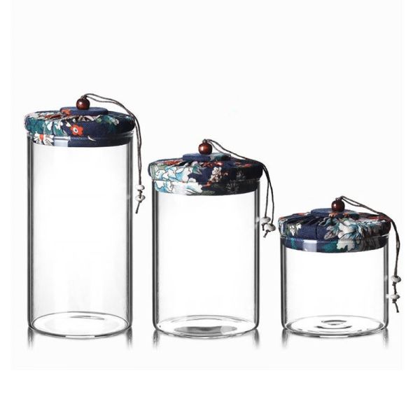 Cloth Cover Sealed Borosilicate Glass Storage Jars