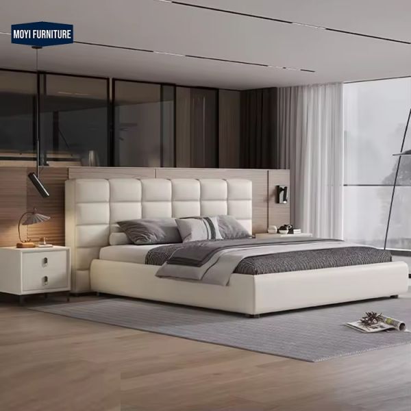 High density and high resilience foam modern design queen bed bedroom furniture king size upholstered platform double beds