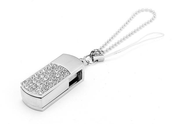 Blue 16g 2.0 Metal Usb Flash Drive With Jewelry Decoration 3 Years Warranty