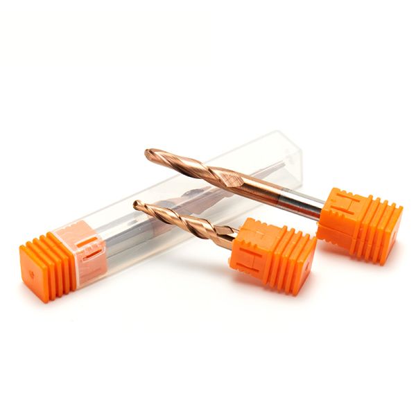Bits de enrutador CNC HRC55 R0.5*D4*15*50L*2F Nosa de bola cónica Fin de molino grabado de molienda 3D herramienta de corte de fresado de madera