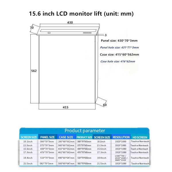 HDMI TV LCD Monitor Lift Office Meeting Room 1920x1080