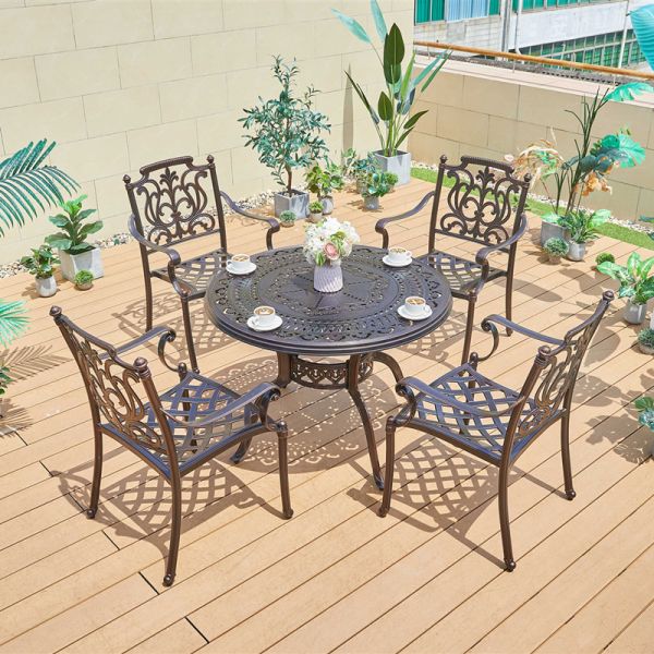 Cast Aluminum Table and Chairs Outdoor Patio Dining Set Garden Furniture Comfortable
