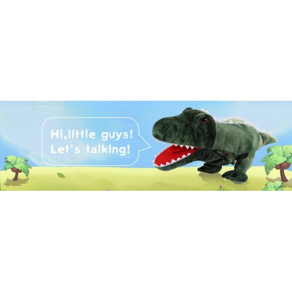 MorisMos 15-Inch Blue Triceratops Hand Puppet Unisex Movable Mouth Stuffed Toy Dinosaur Great Role Play Plush Cotton Polyester