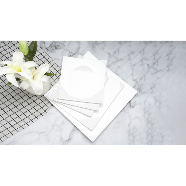 White High Temperature PET Tableware Buffet Plate Size M 25.3 X 25.3 X 1.8cm