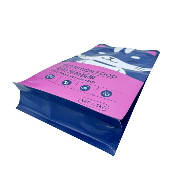 1.5kg Custom Cat Shape Design Stand Up Flat Box Bottom Pet Cat Food Packaging Bags Pouch with Resealable Zipper