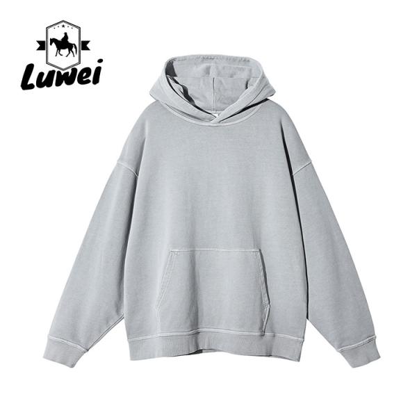 Sublimação de alta qualidade Slim Fit Peso pesado Fluffy Preto Algodão puro 420g Lavado Retro Grossa Crop Top Hoodie