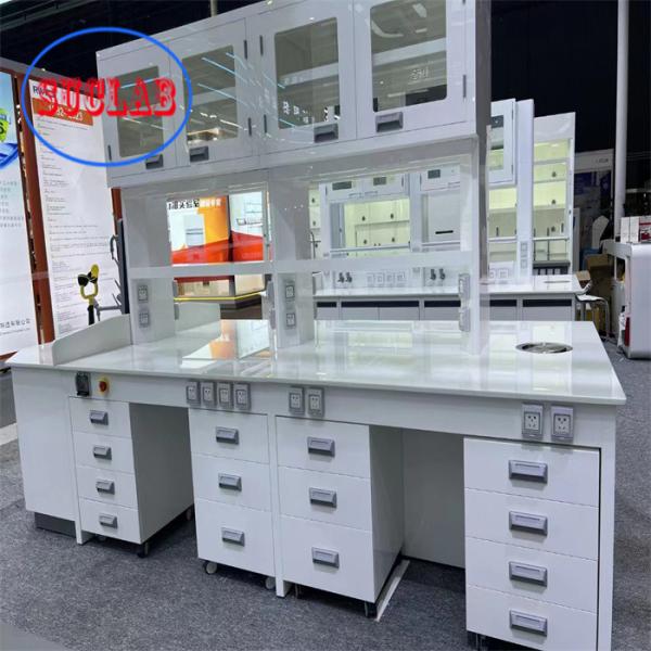 Custom Color Chemistry Lab Bench With Steel Base Cabinet