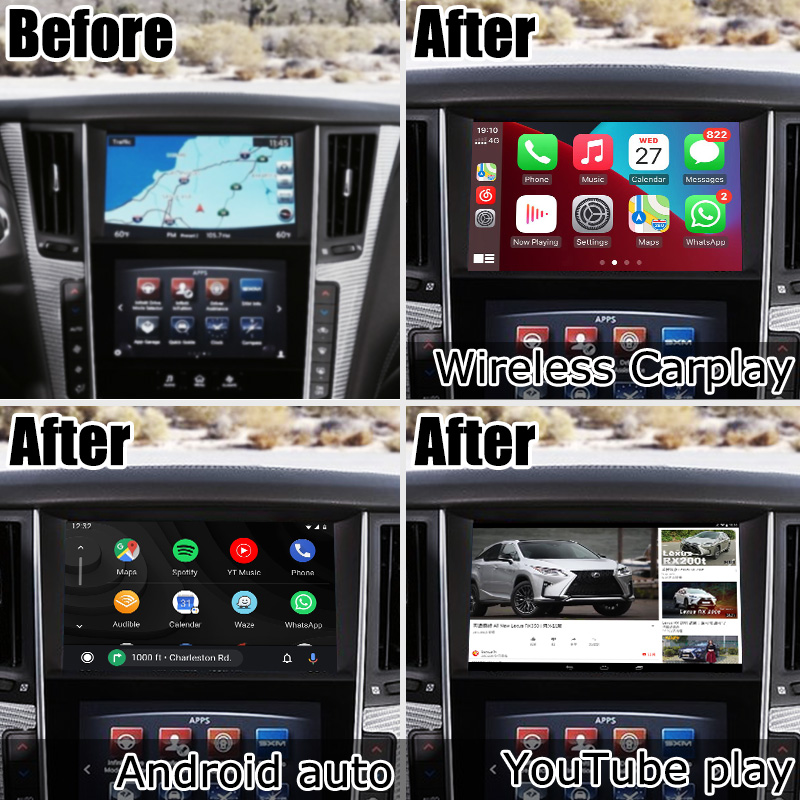 Андроид 10 интерфейса carplay навигации андроида Infiniti Q50 Q60 carplay видео-