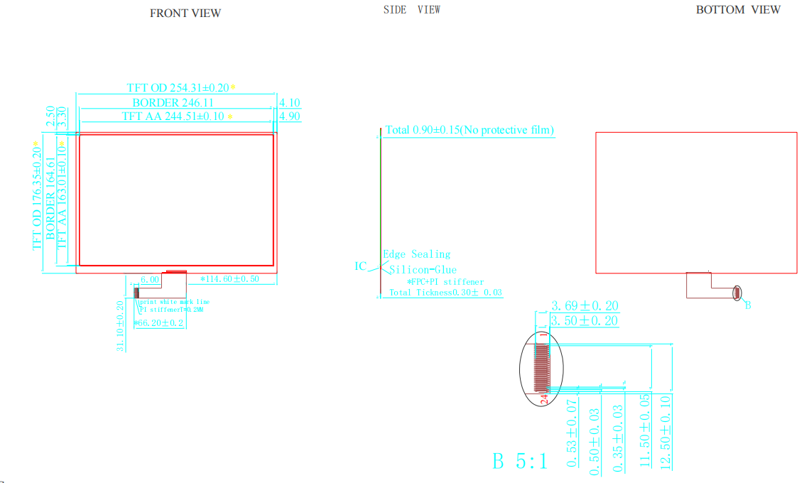 11.6 Inch Electronic Paper Display 640×960 Black / White / Red 3 Color E Ink Display