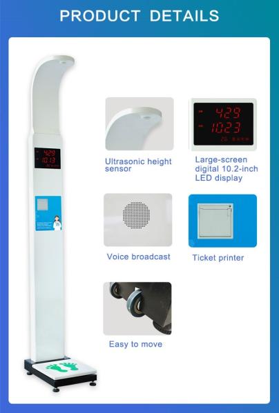 Coin Operated Medical Height And Weight Body Scale Ultrasound Intelligent Voice