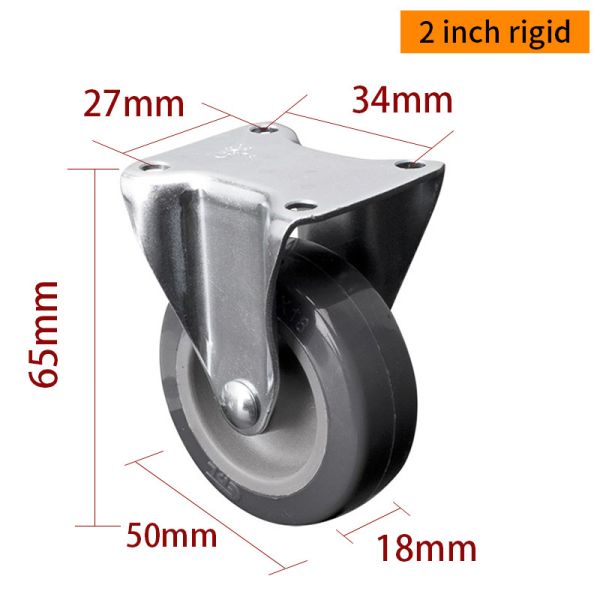EDL Mini Duty Casters 2 pulgadas 30 kg Plate TPU por tipo rígido, giratorio y freno