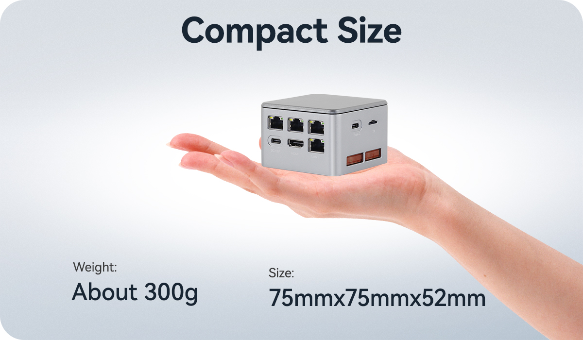 Intel Portable Soft Router Mini PC LPDDR4x с четырьмя 2,5G LAN для домашнего офиса