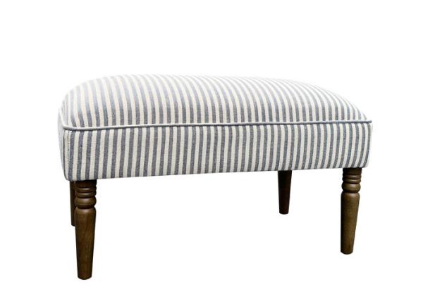 Striped Fabric Storage Foot Stool Pipping Design Fabric Ottoman Footstool Wood Legs