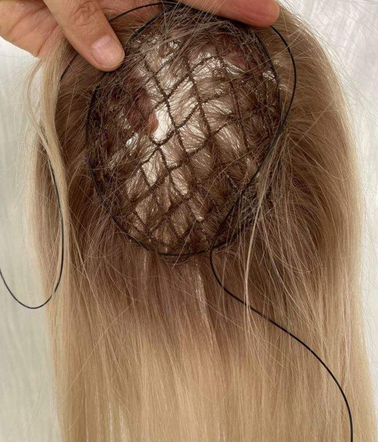 High Quality Natural Long Brown Integration Fishnet Base Virgin Multi Parting Hand Tied Human Hair Topper For Woman