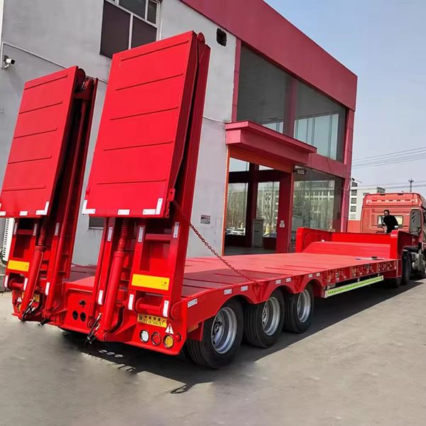 Wind Power Plate Transport Semi Low Bed Trailer 150tons Capacity Leaf Spring Suspension