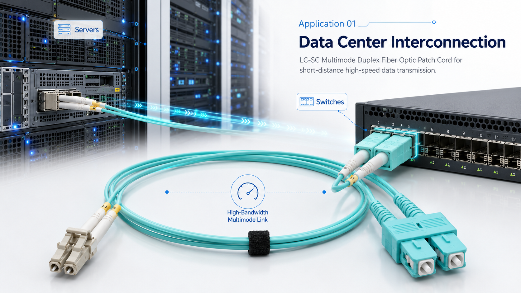 LC to SC Multimode Duplex Fiber Optic Patch Cord LC-SC Fiber Patch Cable Dual Core Optical Jumper for Data Center LAN Enterprise Network