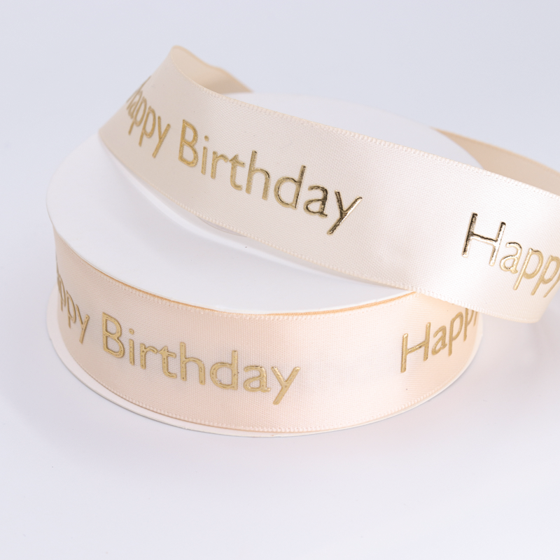 custom logo happy birthday printed satin ribbon for birthday party sashes